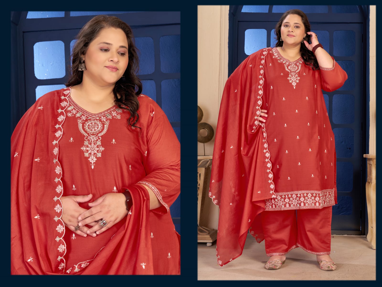 Moksh Plus Size Pure Cotton Vol 2 Cotton Embroidered Kurti With Bottom Dupatta
