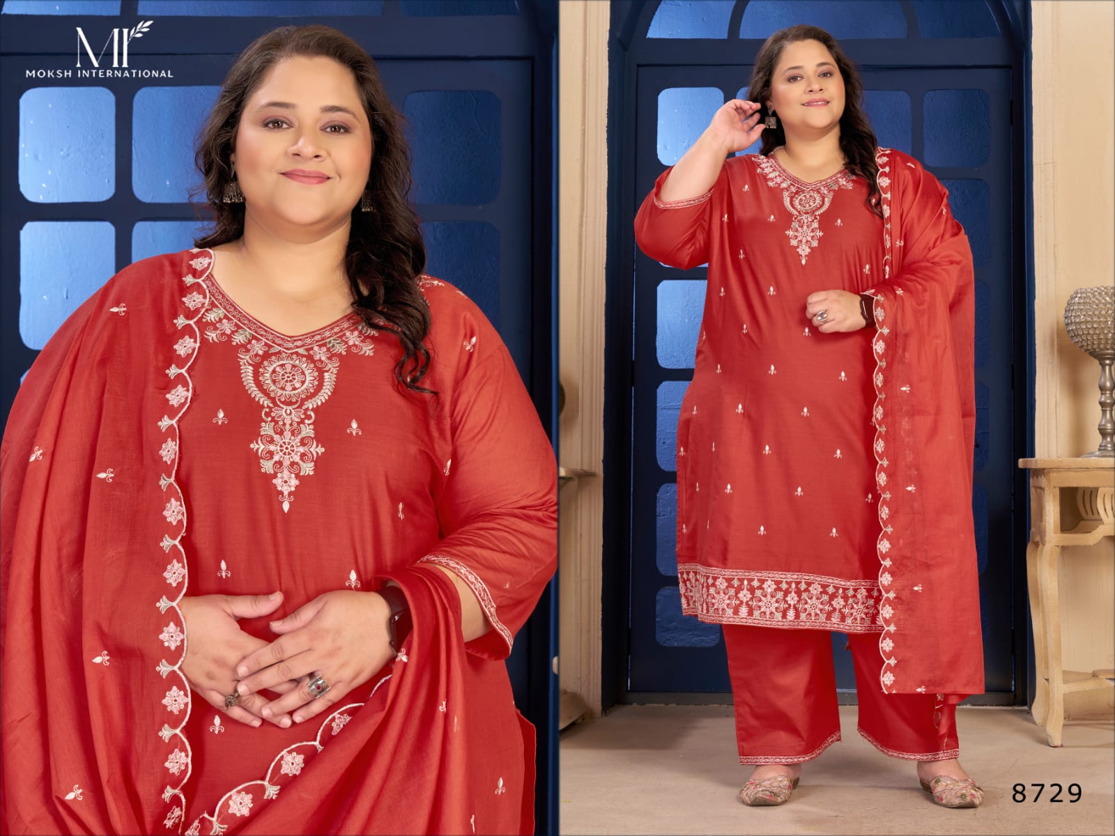 Moksh Plus Size Pure Cotton Vol 2 Cotton Embroidered Kurti With Bottom Dupatta