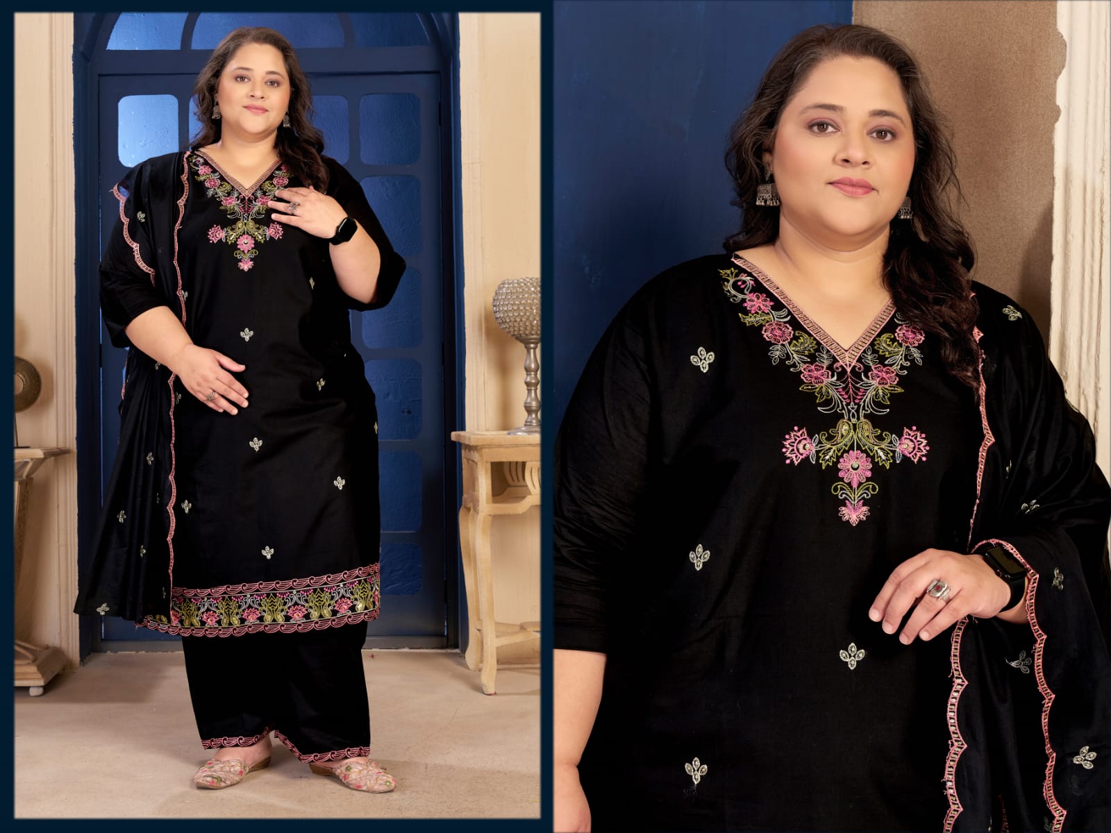 Moksh Plus Size Pure Cotton Vol 2 Cotton Embroidered Kurti With Bottom Dupatta