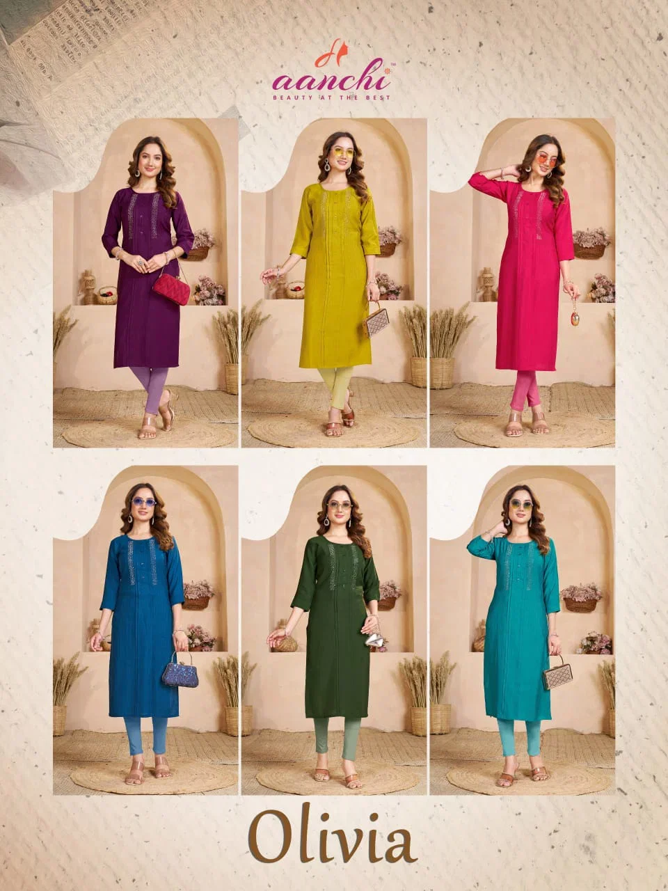 Aanchi Olivia Fancy Diamond Work Kurti Collection