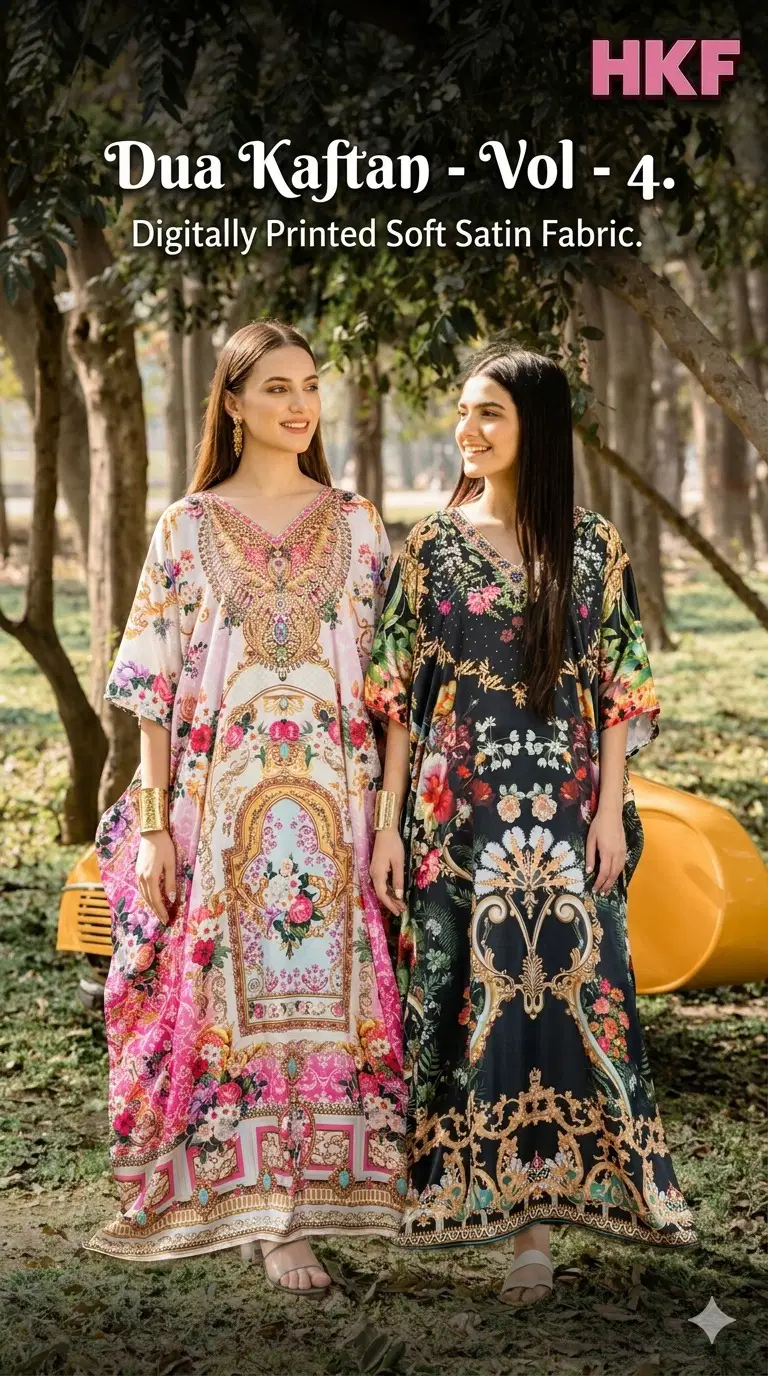 Hkf Dua Kaftan Vol 4 Soft Satin Printed Fancy Kaftan Collection
