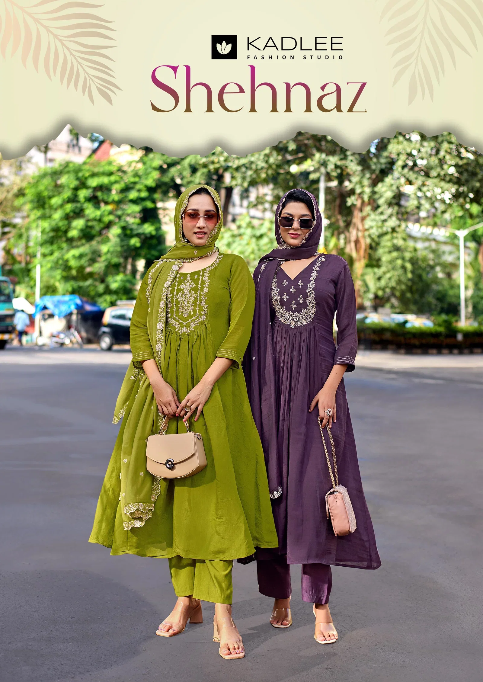 Kadlee Shehnaz Mull Chanderi With Handworked Kurti With Bottom Dupatta