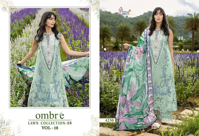 Shree Ombre Lawn Collection 26 Vol 10 Cotton Dupatta Cotton Embroidered Pakistani Salwar Kameez