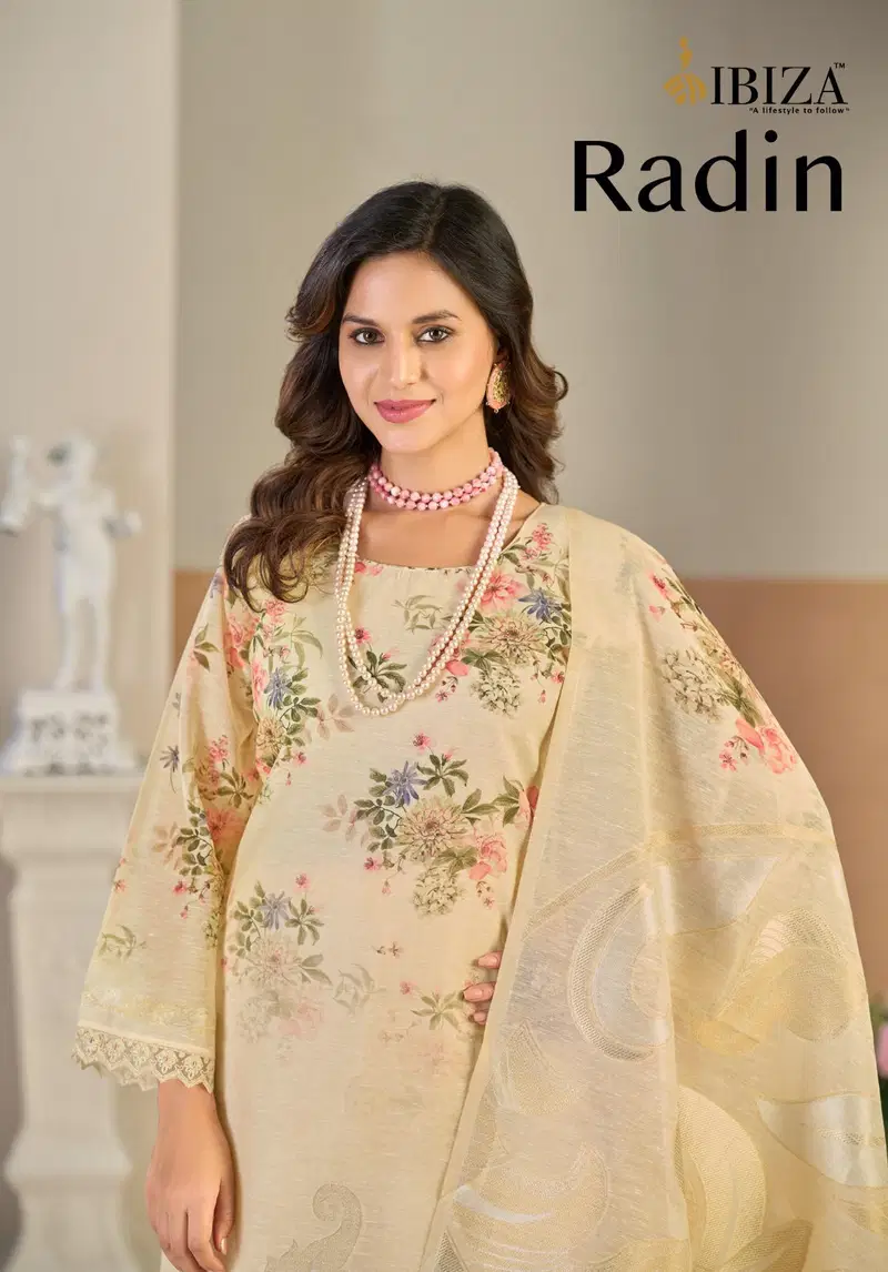 Ibiza Radin Linen Jacquard Digital Printed Salwar Kameez