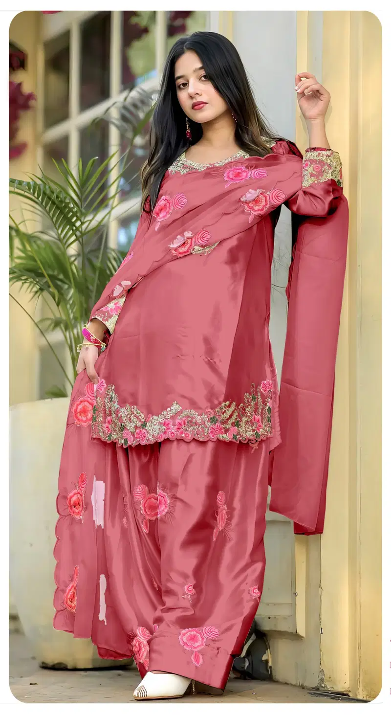 Zorista 10092 E To H Pure Viscose Satin Heavy Embroidered Salwar Kameez