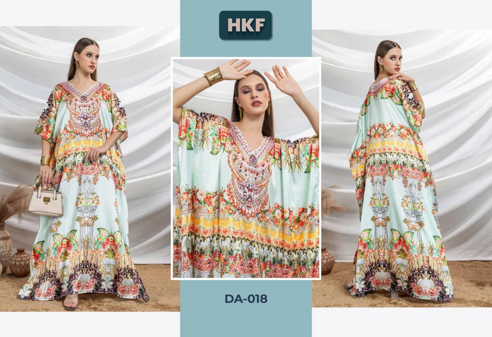 Hkf Dua Kaftan Vol 3 Soft Satin Printed Fancy Kaftan Collection