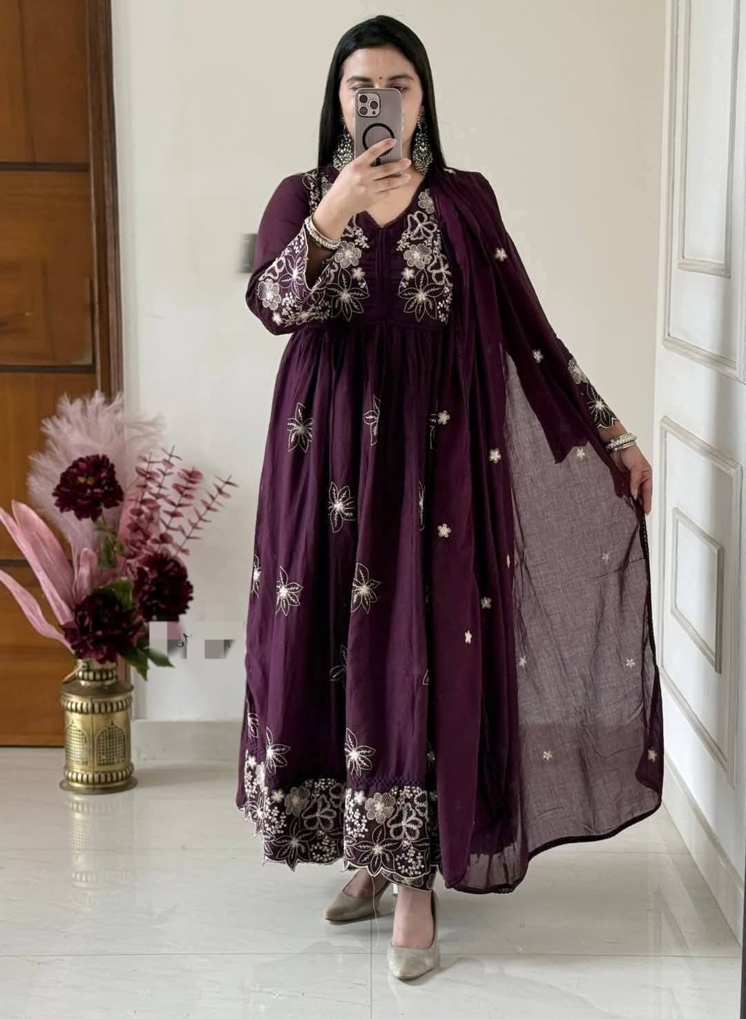 Lekha SC 102 Reyon cotton with Embroidery Work Anarkali Suit