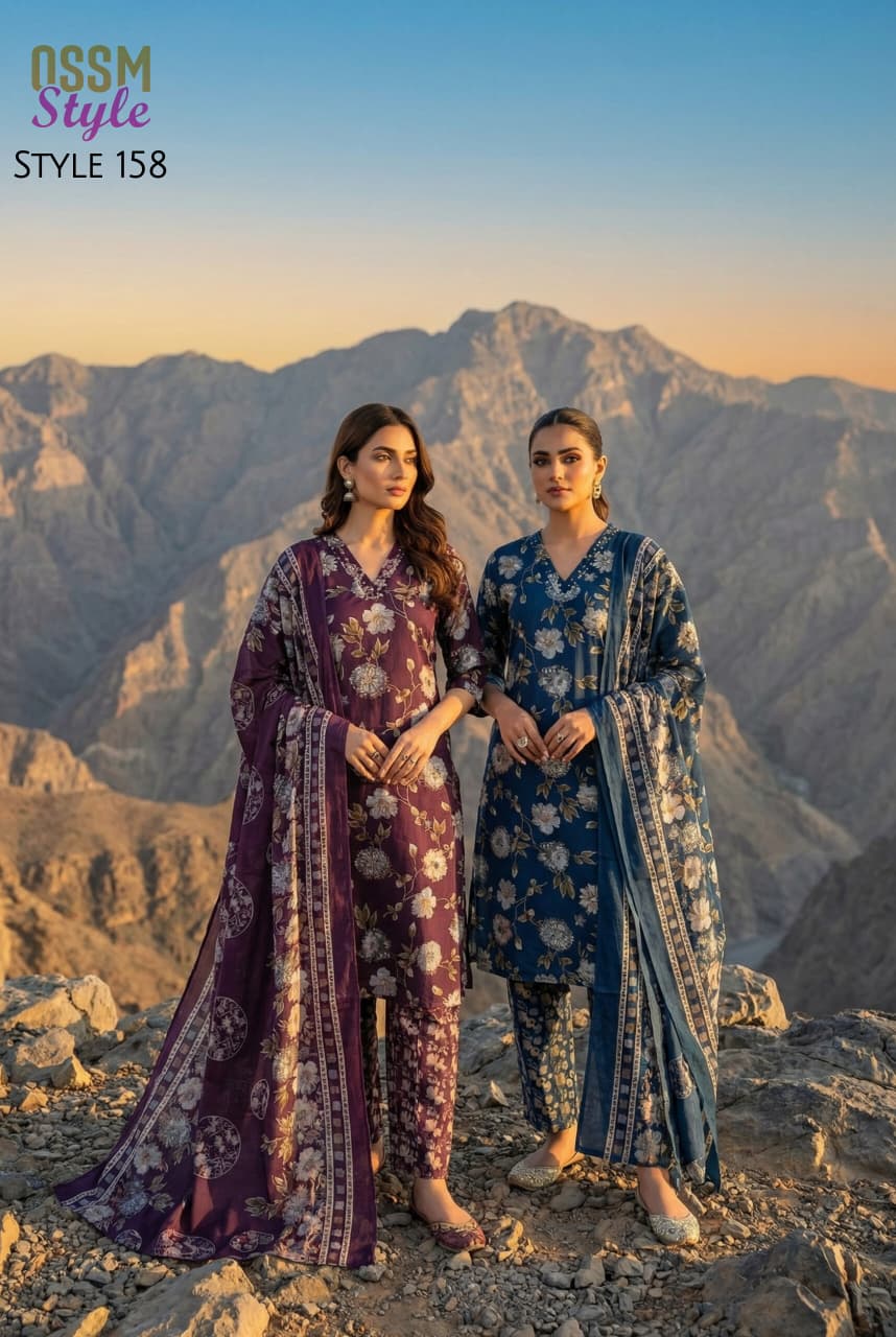 Ossm Style 158 Dhabu Cotton Printed Kurti With Bottom Dupatta