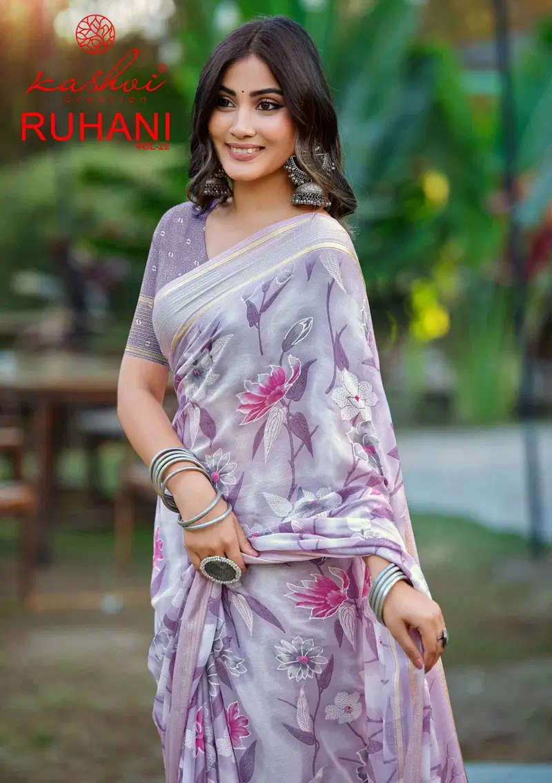 Kashvi Ruhani Vol 22 Dull Moss Satin Patta Saree Collection