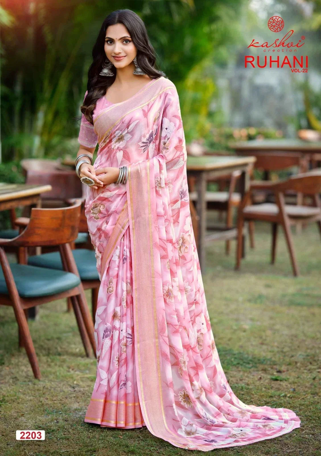 Kashvi Ruhani Vol 22 Dull Moss Satin Patta Saree Collection