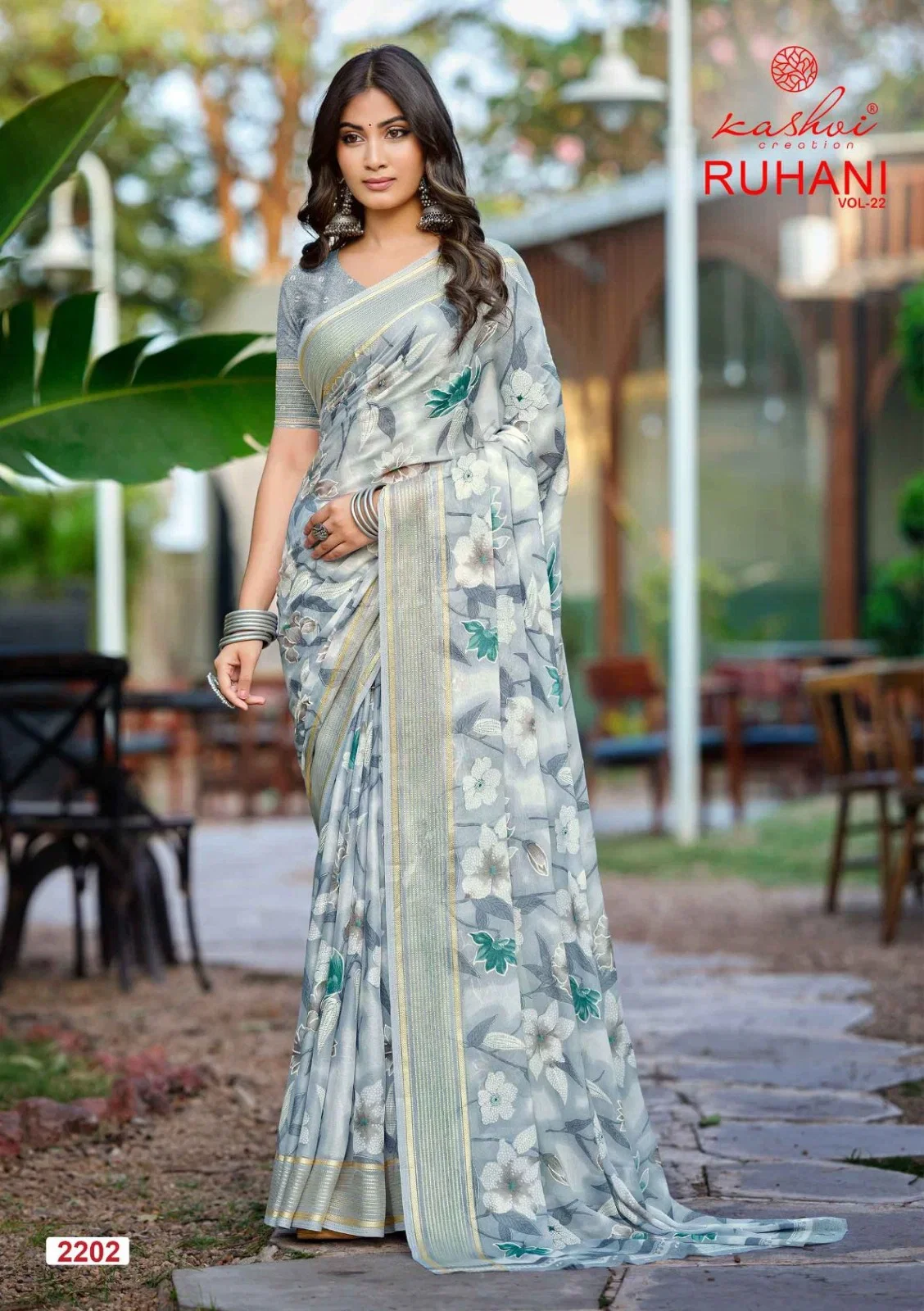 Kashvi Ruhani Vol 22 Dull Moss Satin Patta Saree Collection