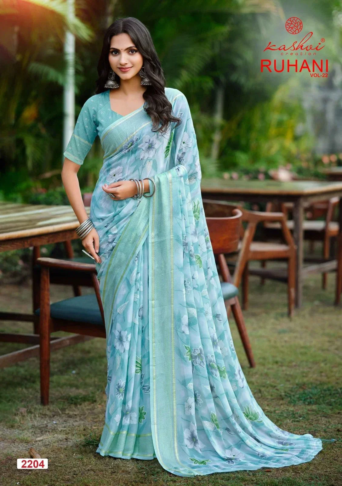 Kashvi Ruhani Vol 22 Dull Moss Satin Patta Saree Collection