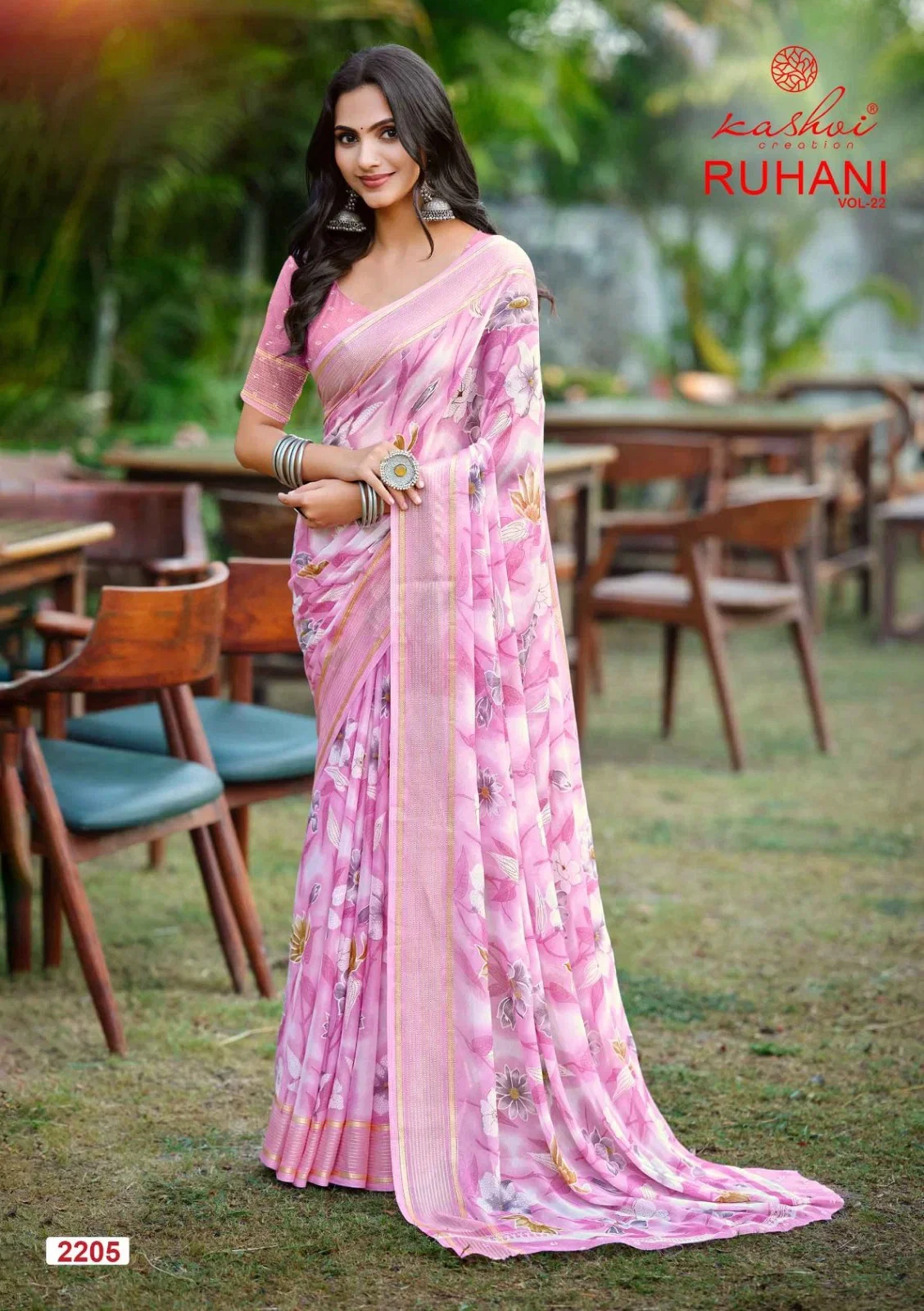 Kashvi Ruhani Vol 22 Dull Moss Satin Patta Saree Collection