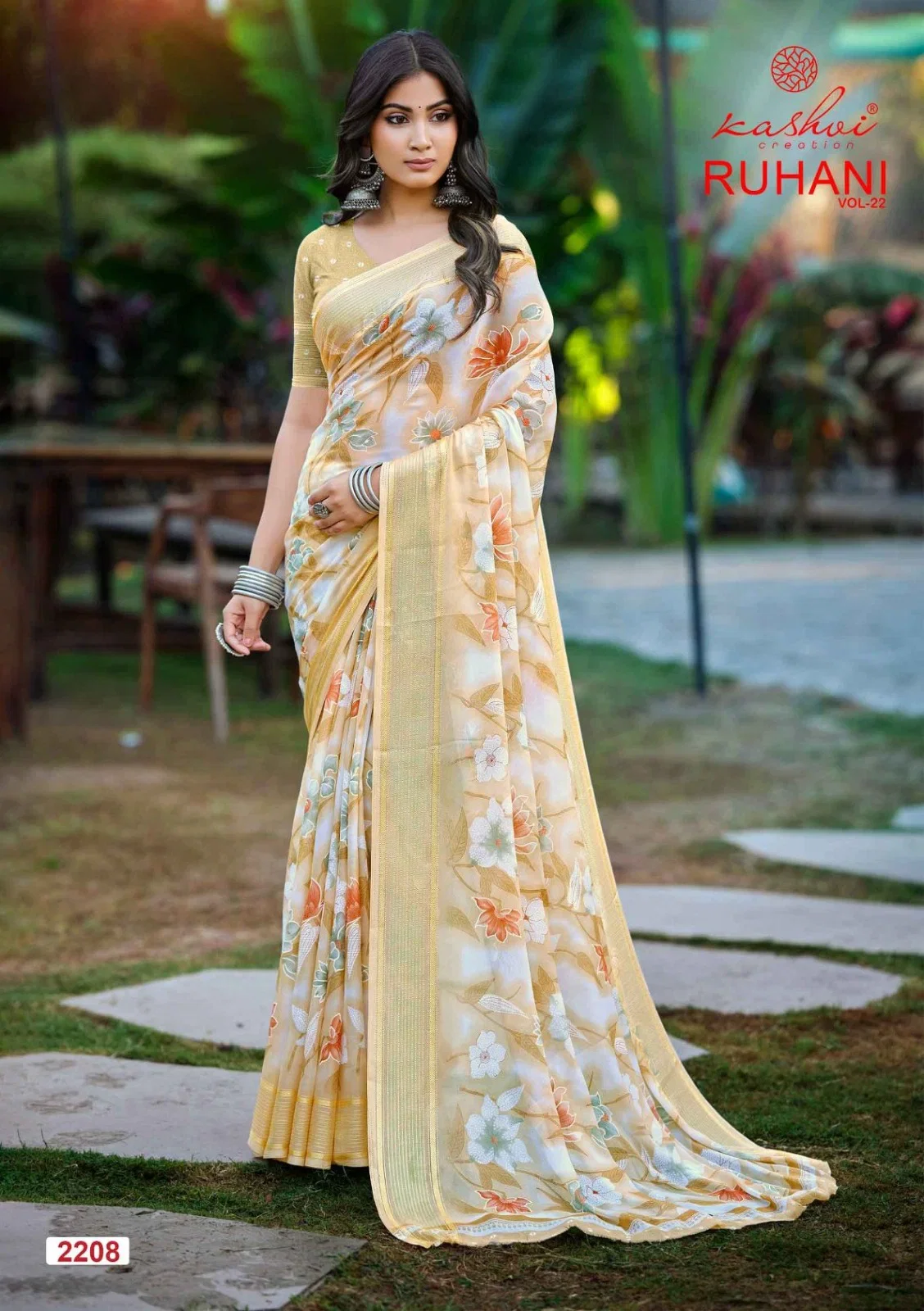 Kashvi Ruhani Vol 22 Dull Moss Satin Patta Saree Collection