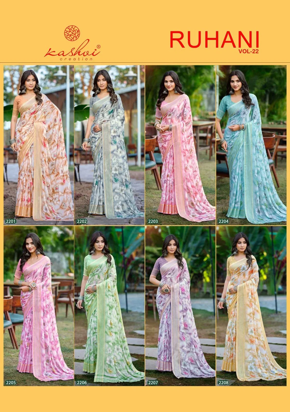 Kashvi Ruhani Vol 22 Dull Moss Satin Patta Saree Collection