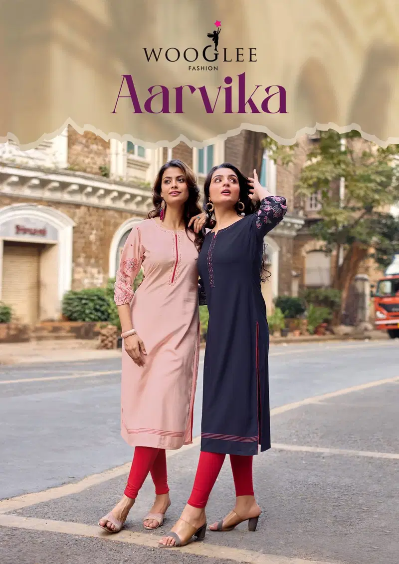 Wooglee Aarvika Rayon With Thread Embroidered Kurti Collection