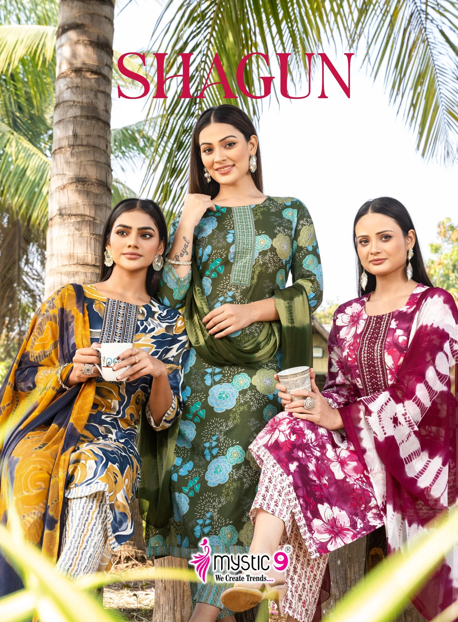 Mystic 9 Shagun Vol 27 Premium Quality Rayon Capsule Foil Print Kurti With Bottom And Dupatta