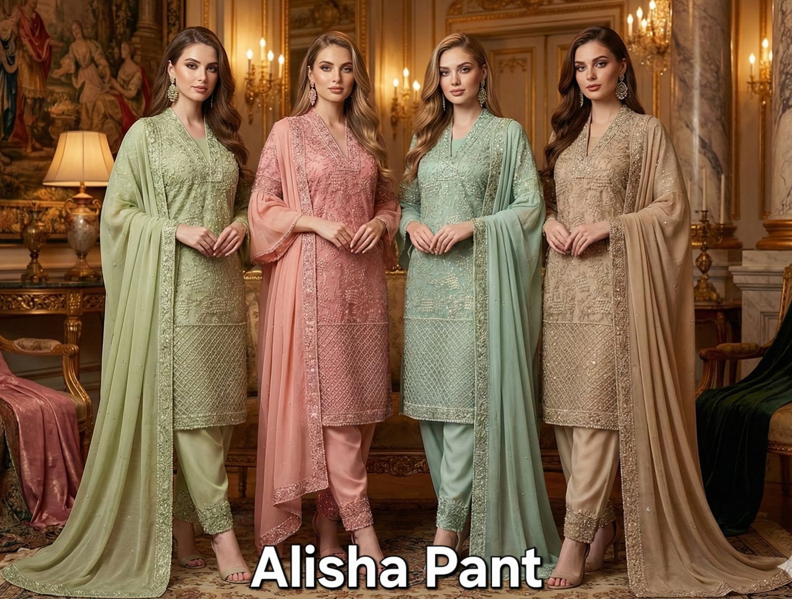FM Alisha Pant Georgette Top Bottom With Dupatta Set