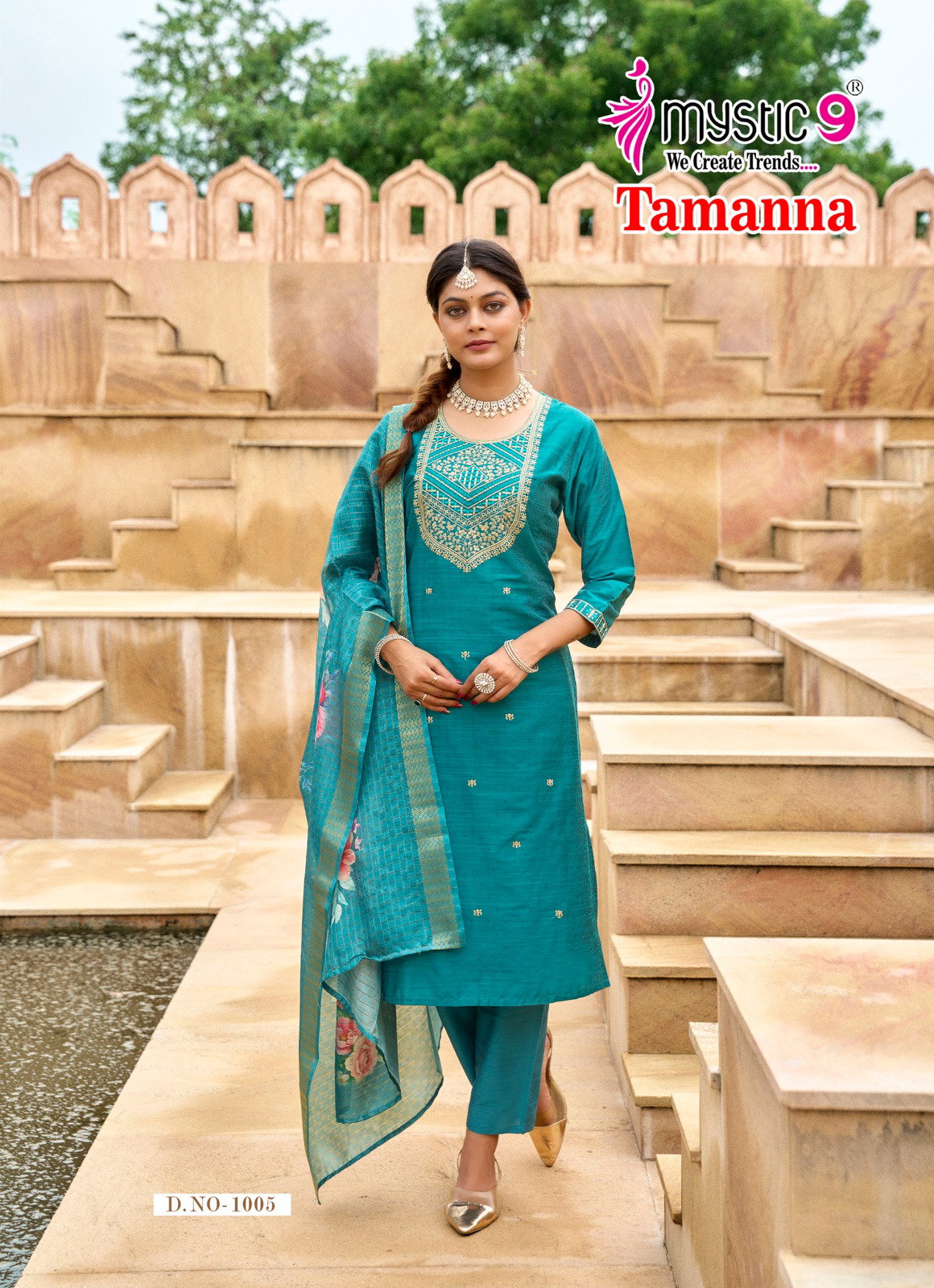 Mystic 9 Tamanna Vol 1 Premium Quality Banglore silk Straight Top With Bottom And Dupatta