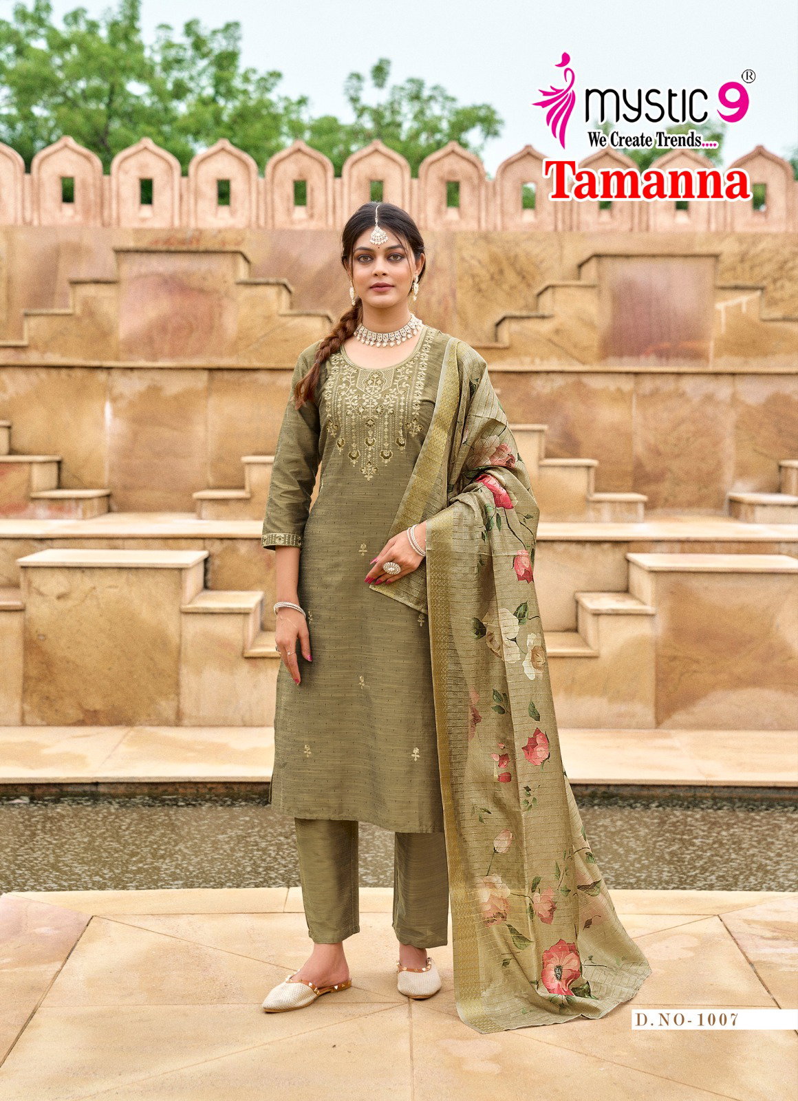 Mystic 9 Tamanna Vol 1 Premium Quality Banglore silk Straight Top With Bottom And Dupatta