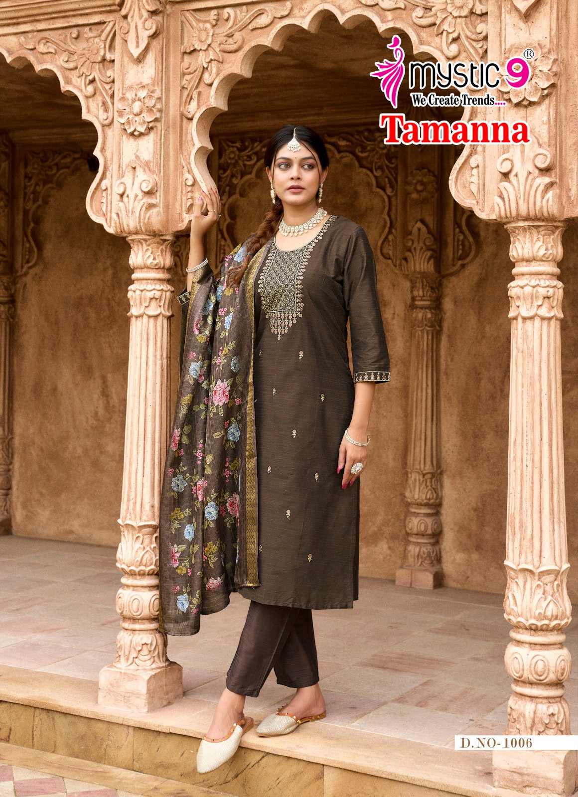 Mystic 9 Tamanna Vol 1 Premium Quality Banglore silk Straight Top With Bottom And Dupatta
