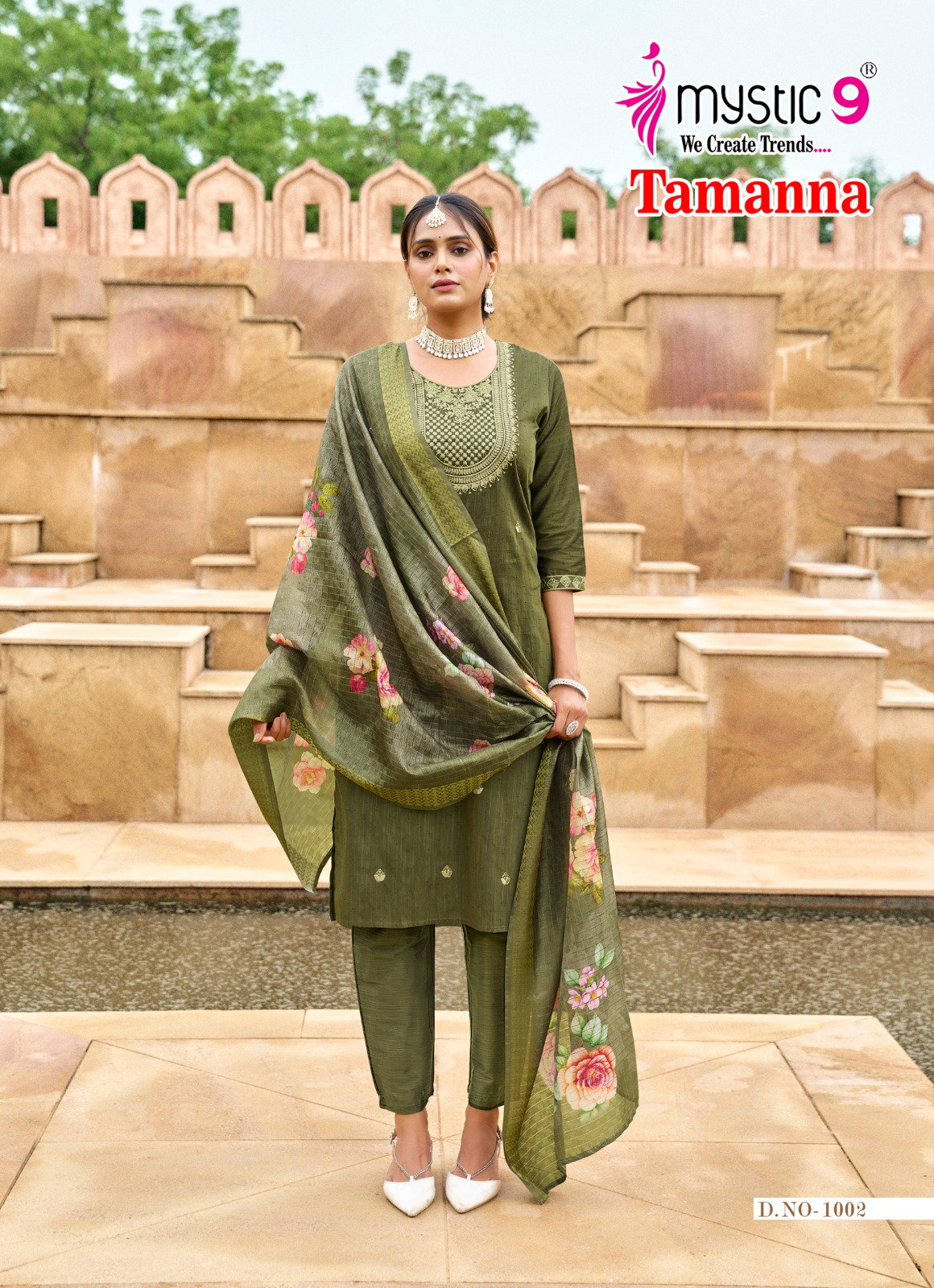 Mystic 9 Tamanna Vol 1 Premium Quality Banglore silk Straight Top With Bottom And Dupatta
