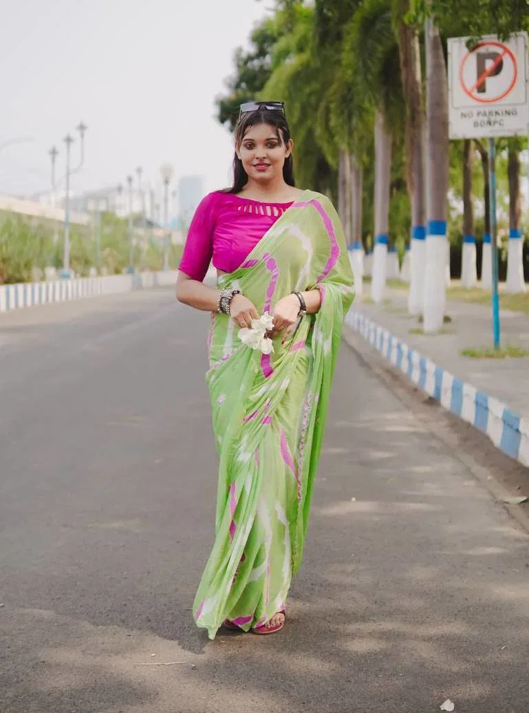 Sb Leheriya Pure Chinon Leheriya Worked Saree Collection