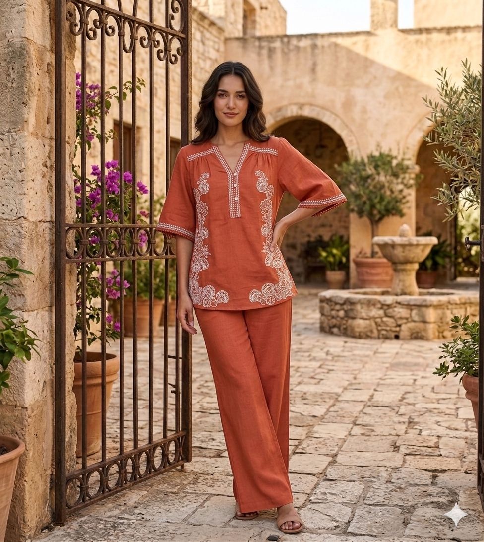 Naisha K 855 Cotton With Embroidered Co Ord Set Collection