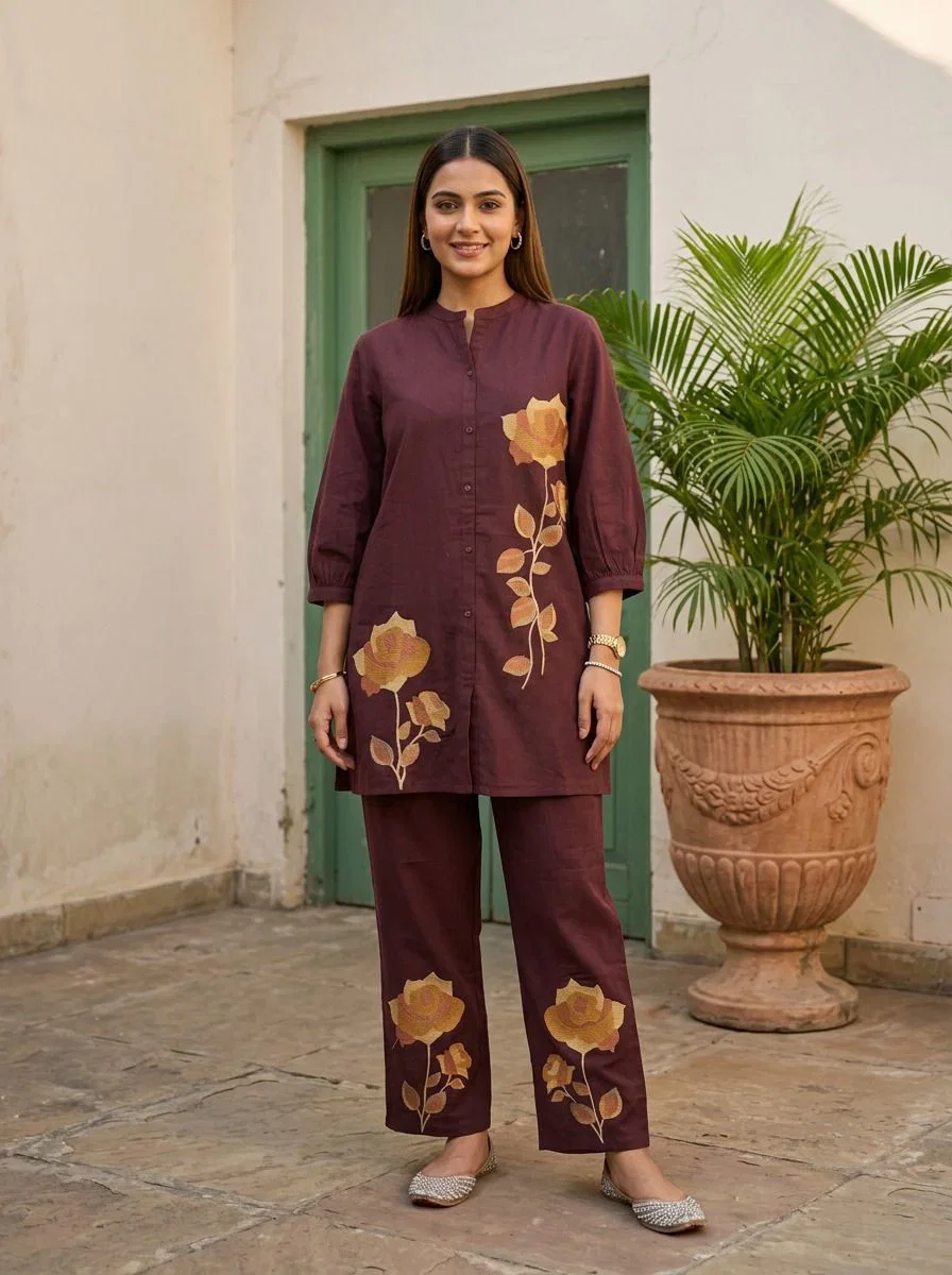 Naisha K 849 Cotton Flex Emrboidered Co Ord Set Collection