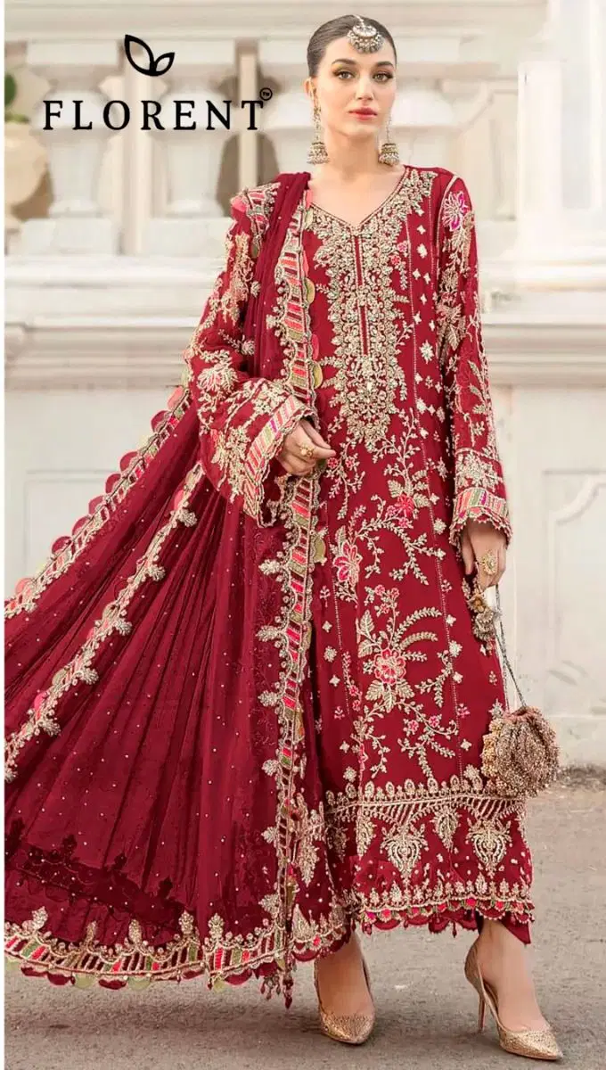Florent 1055 F To H Chiffon With Heavy Embroider Pakistani Salwar Kameez