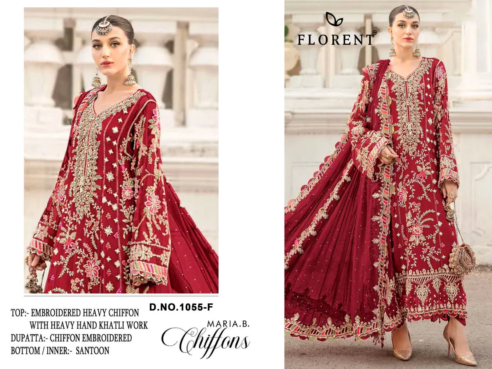 Florent 1055 F To H Chiffon With Heavy Embroider Pakistani Salwar Kameez