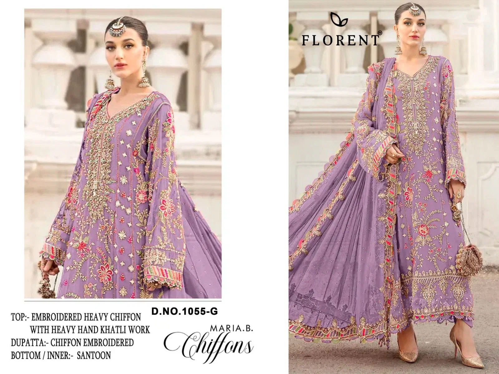 Florent 1055 F To H Chiffon With Heavy Embroider Pakistani Salwar Kameez