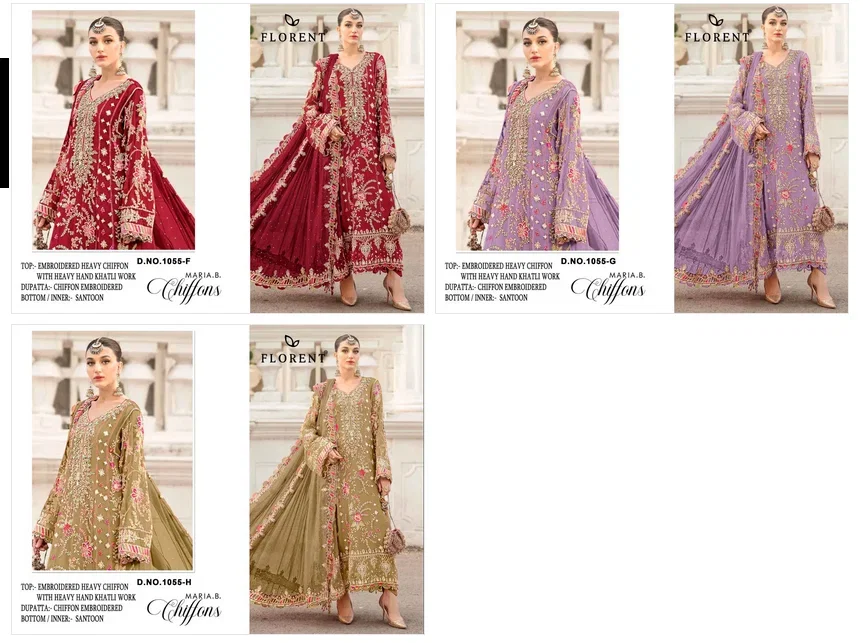 Florent 1055 F To H Chiffon With Heavy Embroider Pakistani Salwar Kameez