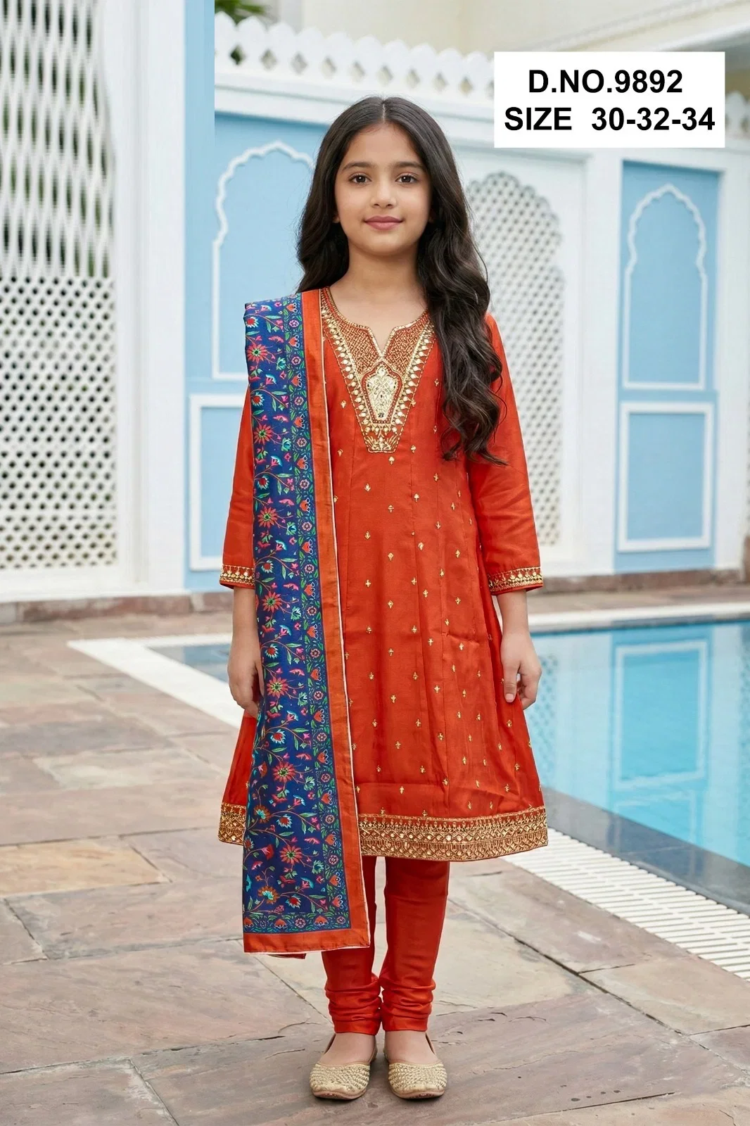 Tiyara 9892 And 9894 Roman Glass Kids Wear Kurti Set Collection