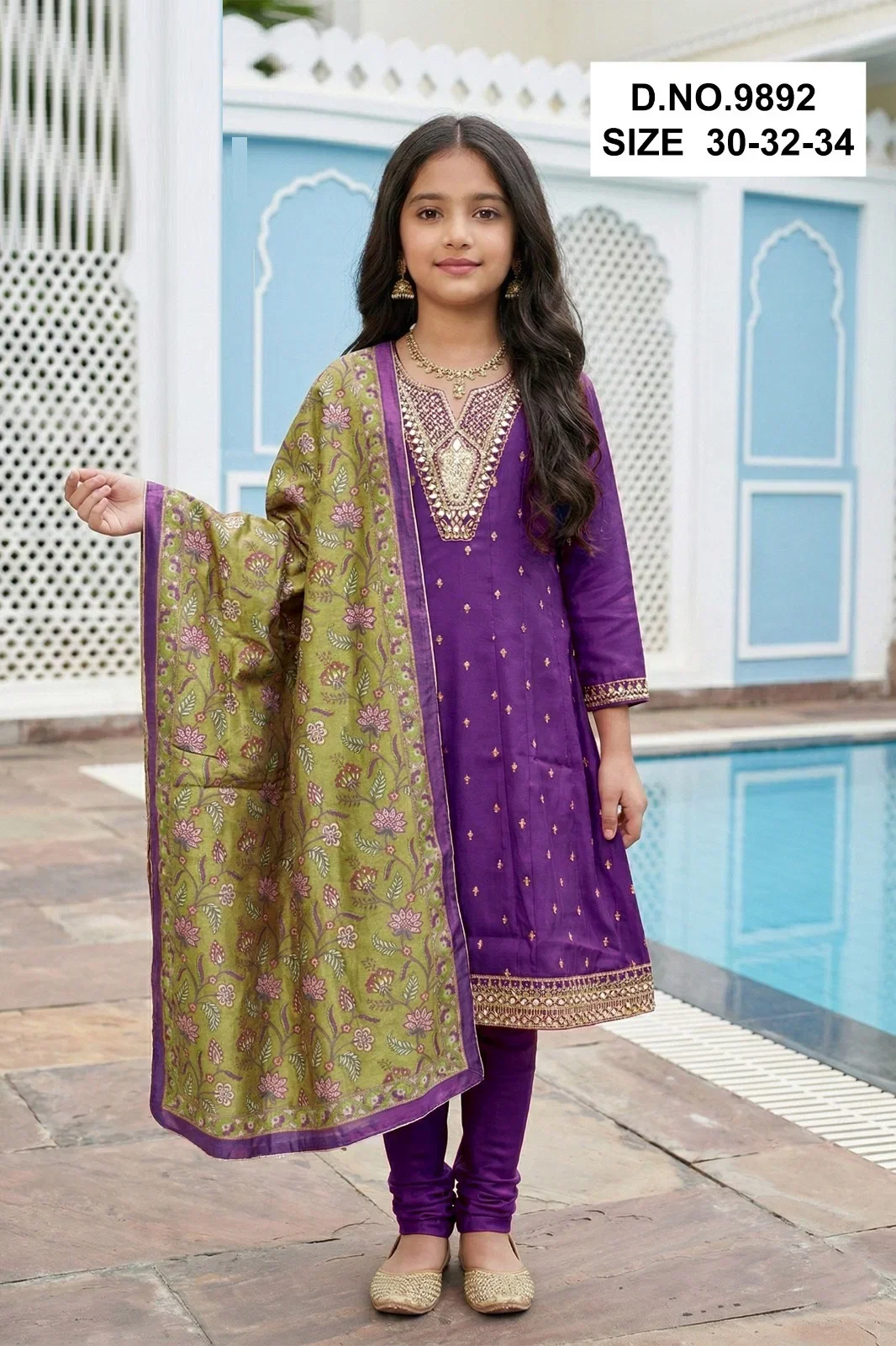 Tiyara 9892 And 9894 Roman Glass Kids Wear Kurti Set Collection