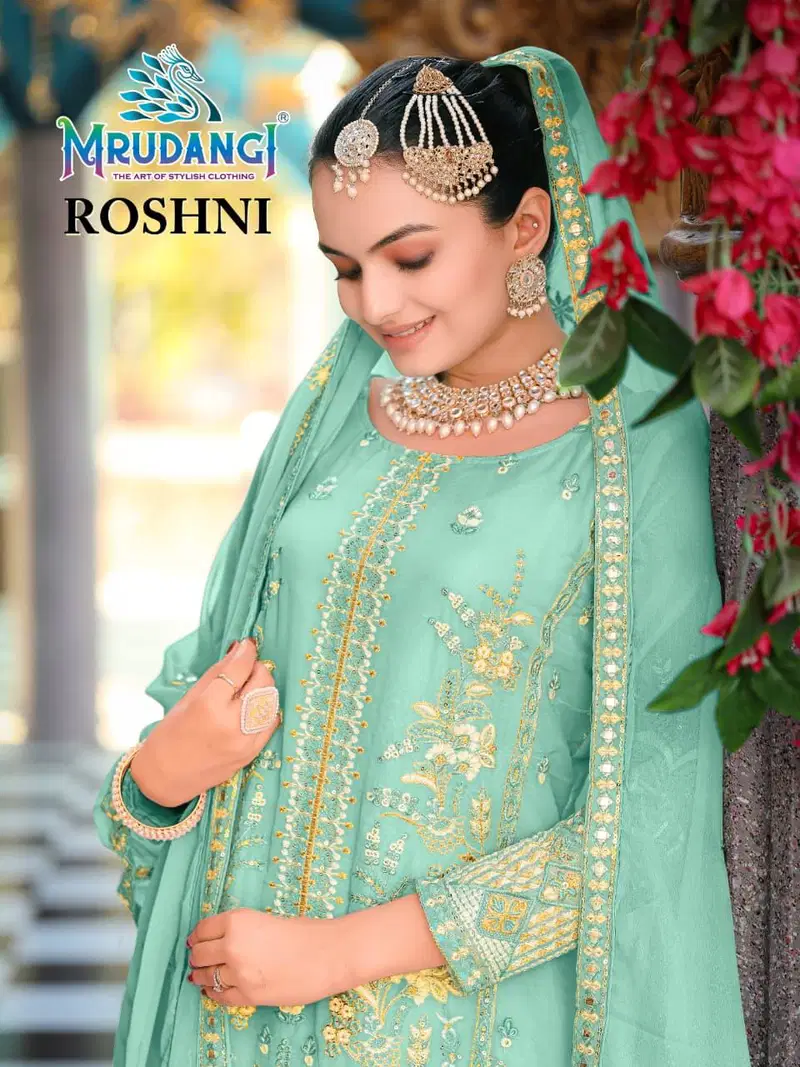Mrudangi Roshni Georgette Embroidered Readymade Salwar Kameez Collection