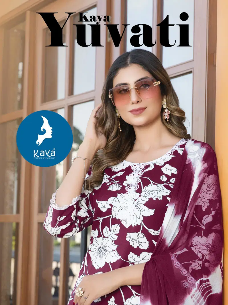 Kaya Yuvati Rayon Printed Kurti With Bottom Dupatta