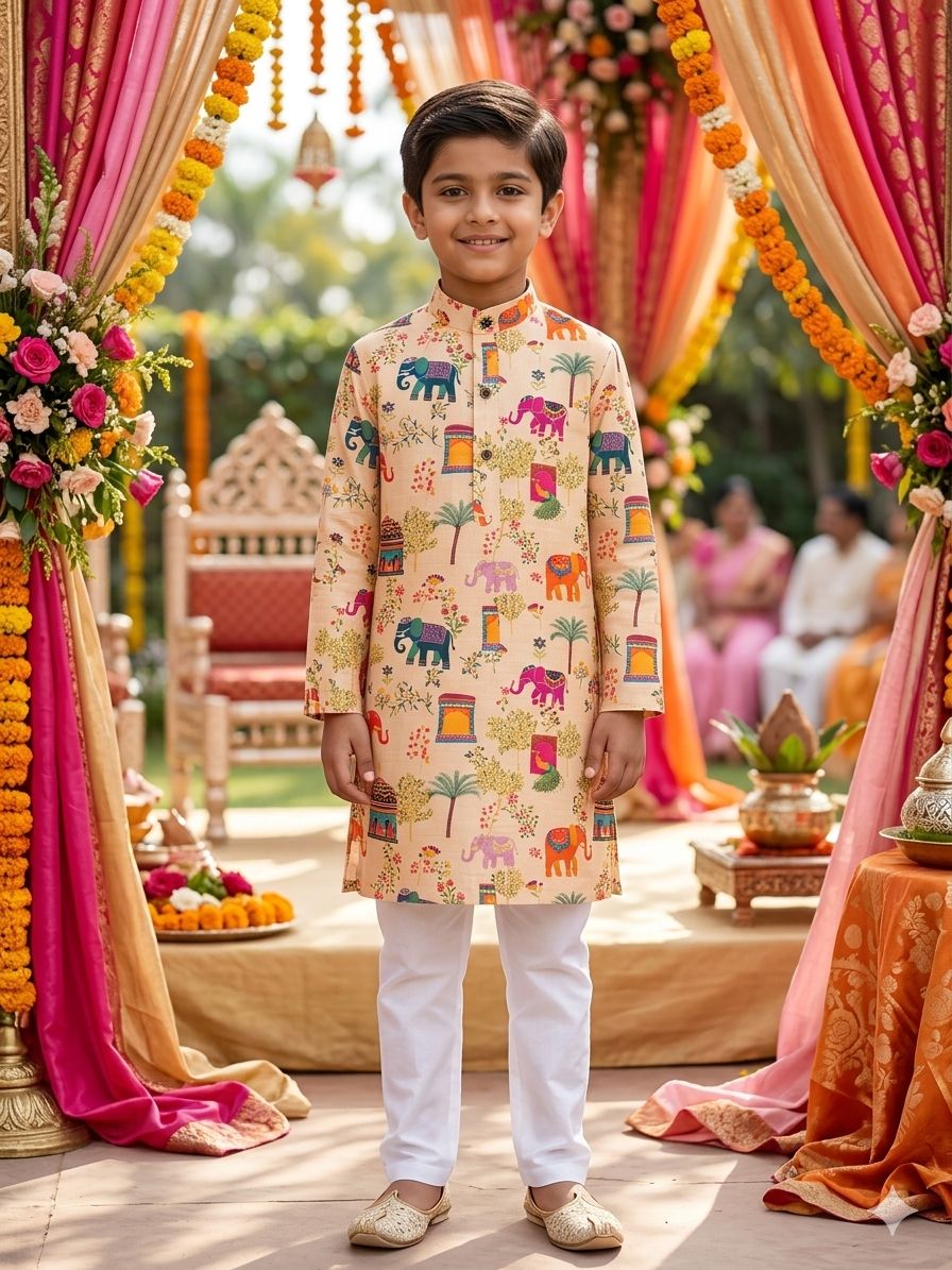 lekha LI Ethnicity Kids Edition Soft Cotton Printed Kurta Pajama