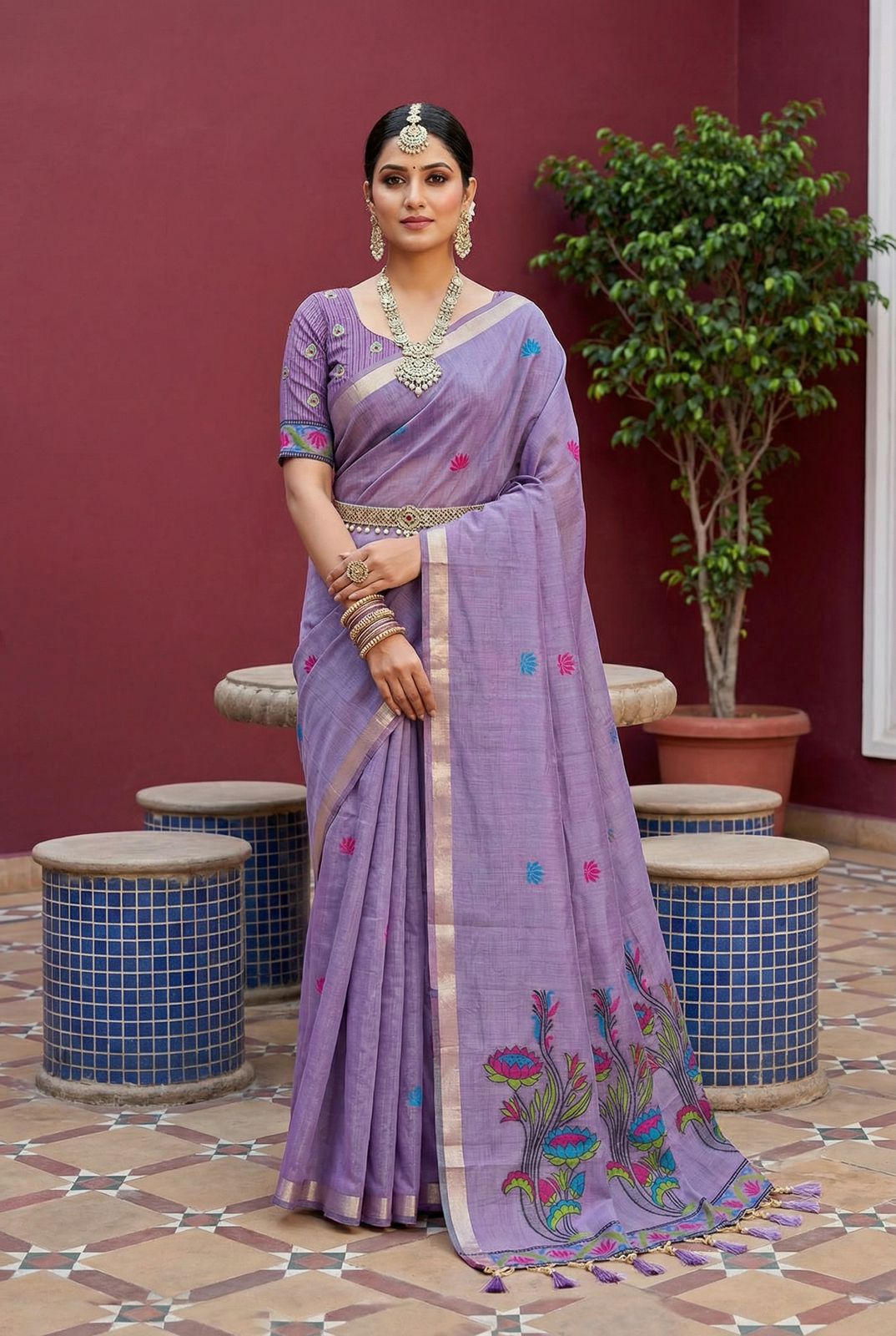 Lekha MN Divya Vol 3 Muga Cotton Meenakari Weaving Saree