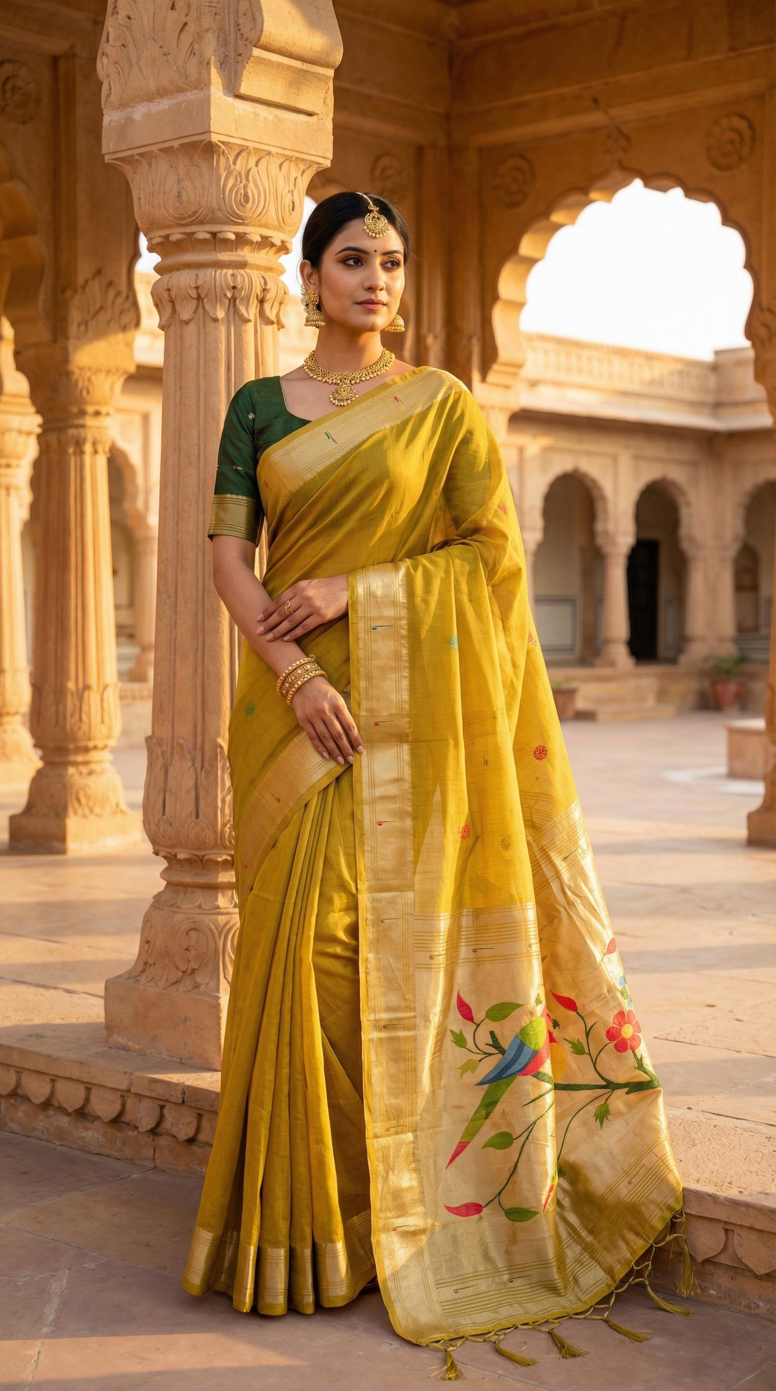 Lekha MN Rythm Paithani Vol 2 Muga Cotton Meenakari Weaving Saree