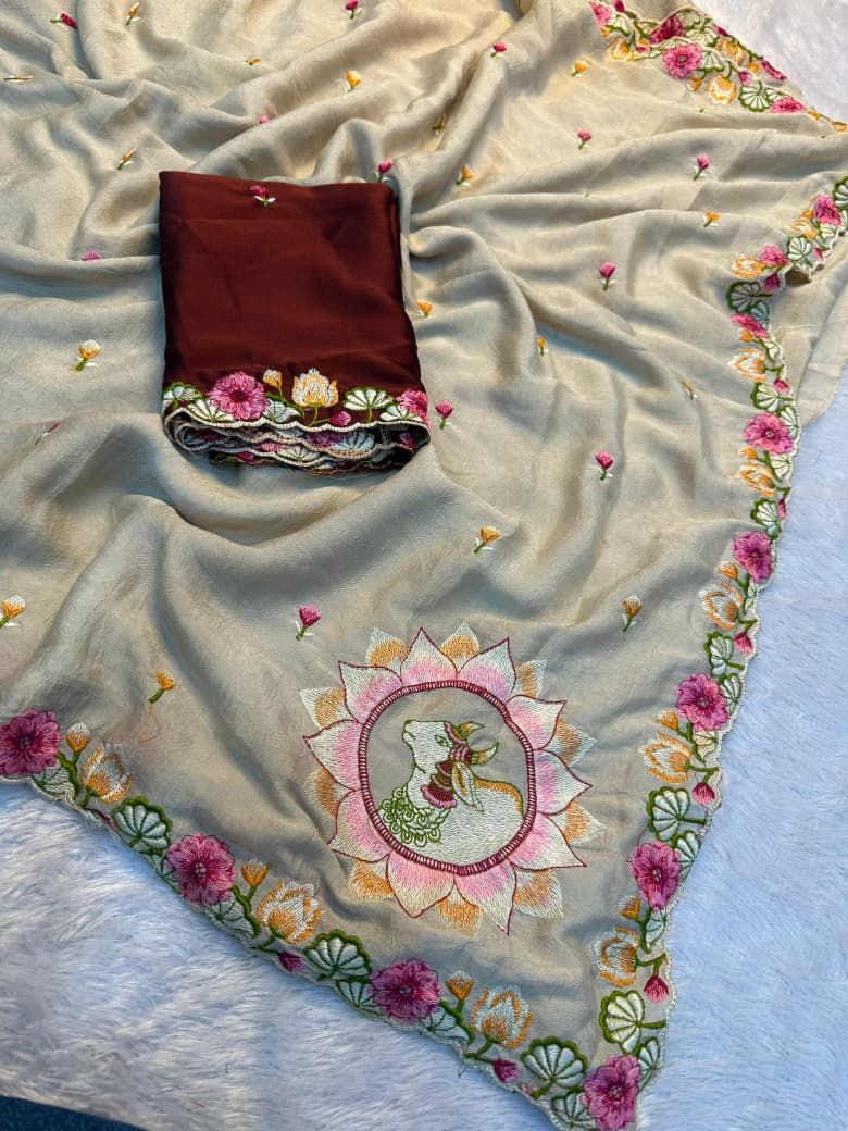 Rangoli Crushed Ah Embroidered Saree Collection