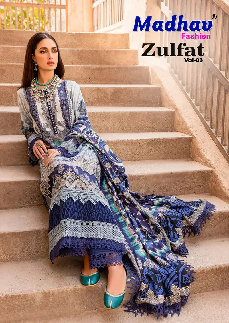Madhav Zulfat Vol 3 Lawn Cotton Karachi Dress Material Collection