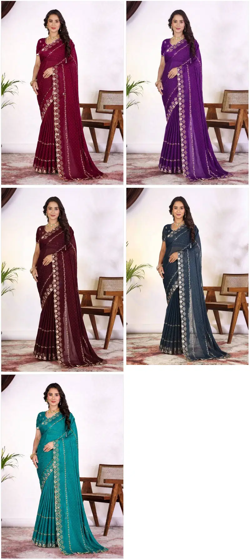 Disha Mg Star Georgette Embroidered Fancy Saree Collection