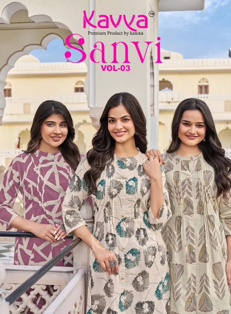 Kavya Sanvi Vol 3 Cotton Flex Kurti With Bottom Collection
