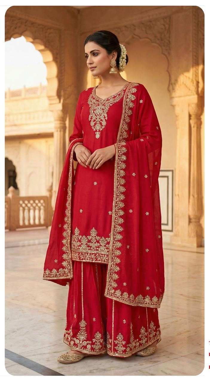 Zorista 10093 A To D Chinon Silk Beats Worked Salwar Kameez Collection