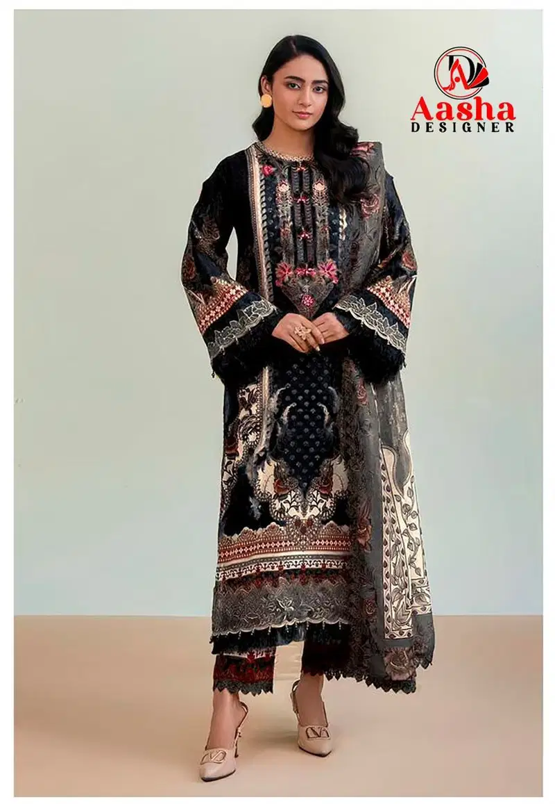 Aasha 1214 A And B Chiffon Dupatta Cotton Printed Salwar Kameez Collection