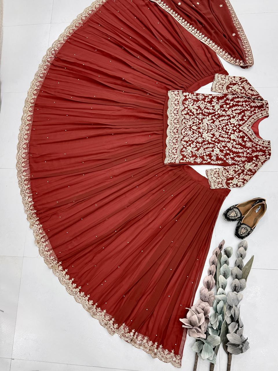 NCO 144 Heavy Faux Georgette Sequins Work Top With Lehenga