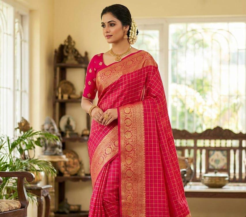 NCO 146 Nylon Jacquard Dola Silk Zari Weaving Saree