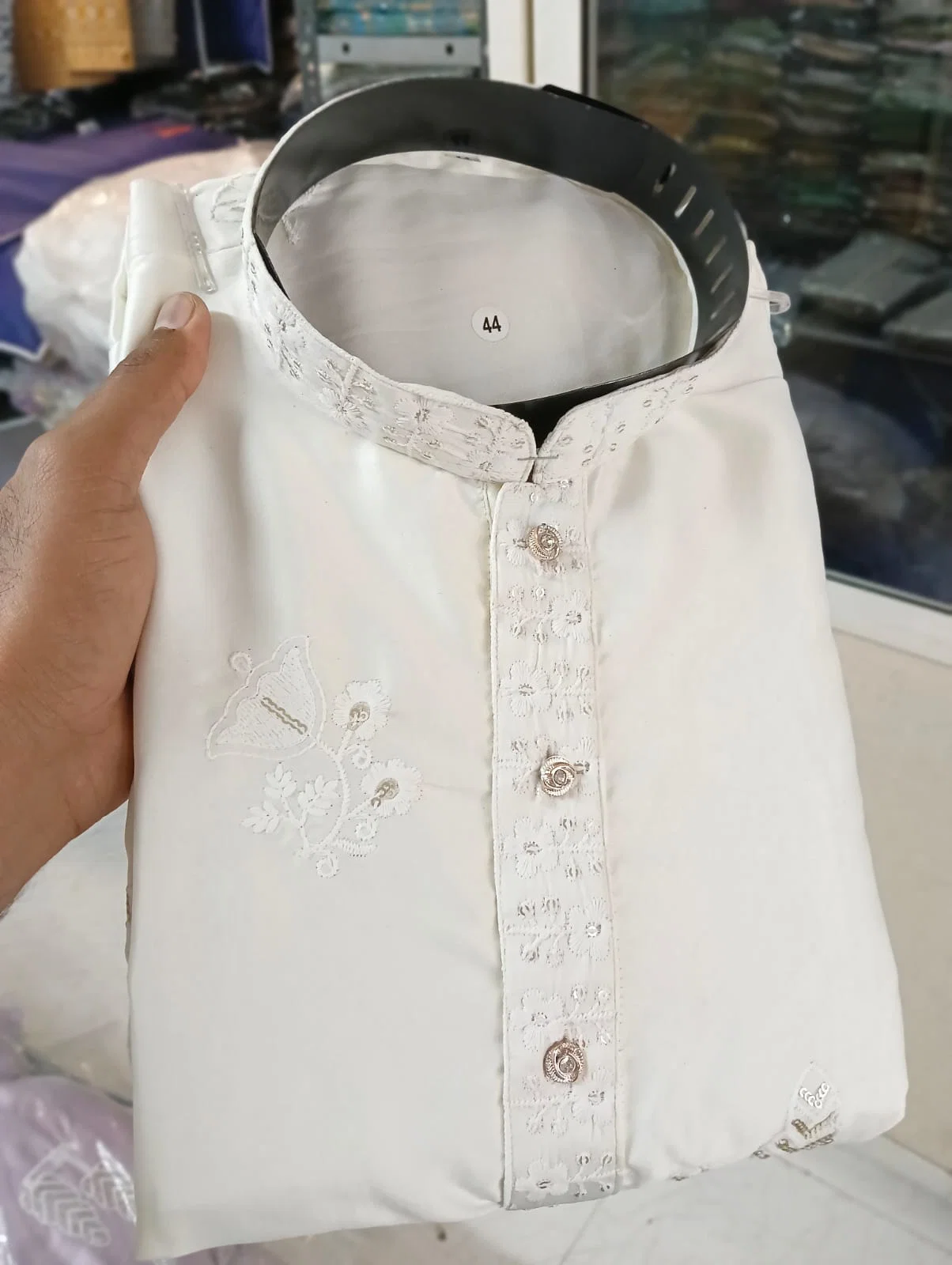 Lekha Mald 17 Malai Satin Embroidery Mens Kurta 