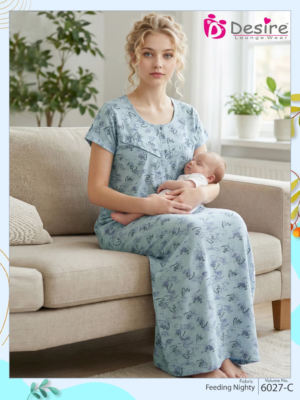 Desire Feeding Nighty Vol 6027 Cotton Printed Daily Wear Nighty Collection